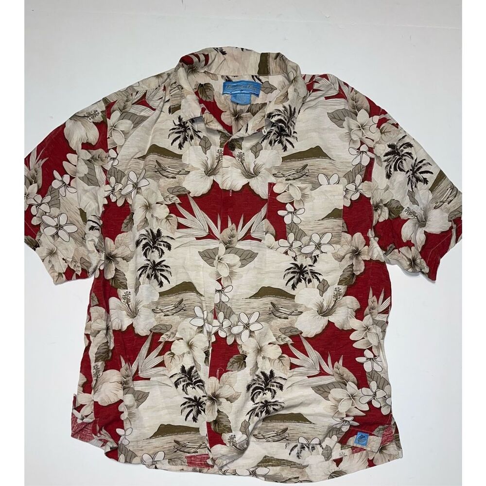 Bermuda Bay 100% Silk Hawaiian Floral Button Up Shirt Men's Size‎ XL